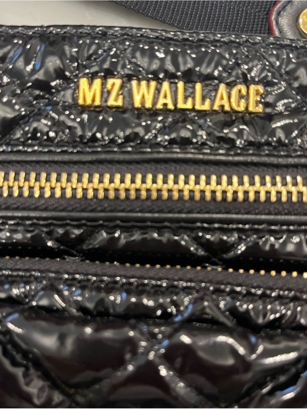 MZ Wallace Black Quilted Patent Crossbody with Gold Hardware - Picture 2 of 8